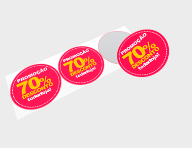 Adesivo para Vitrine Transparente 3x Redondo 39,5x39,5cm - 4x0 - 1 unid