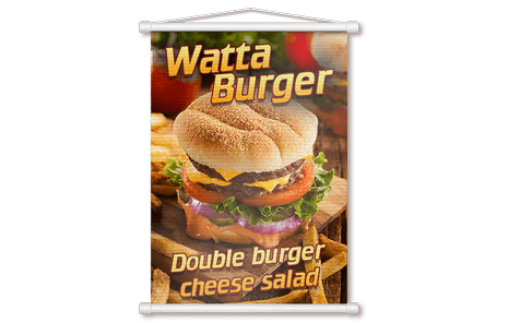 Banner com Bastão Estreito 280g 50x70cm - 4x0 - 20 unid